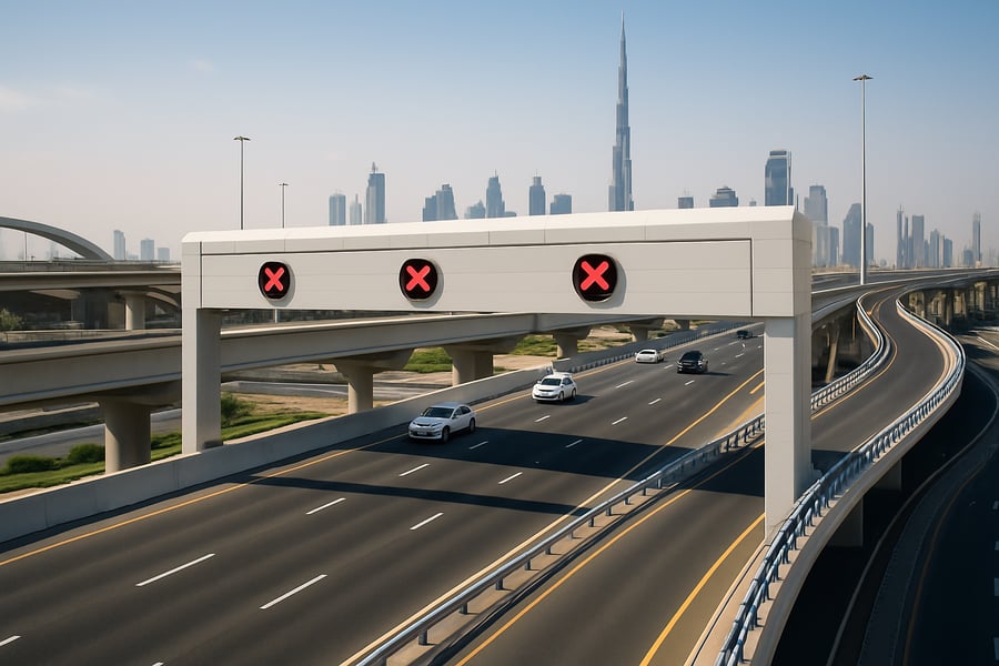 Modern toll road infrastructure in Dubai Modern toll road infrastructure in Dubai